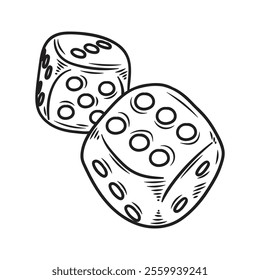 Hand Drawn Casino Illustration Colorless - Dice