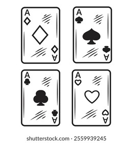 Hand Drawn Casino Illustration Colorless - Blackjack