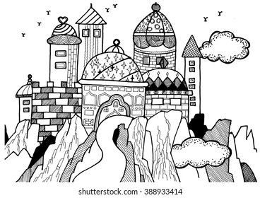 hand drawn castle