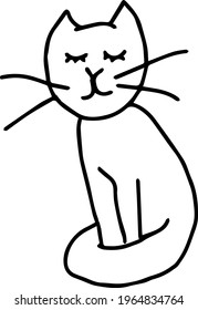Hand drawn cat. Book and glasses. Classes at home. Doodle vector illustration in cute style. To stay at home. Element for greeting cards, posters and design. Isolated on white background