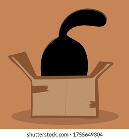 Hand drawn cat in box 
