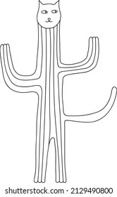 Hand drawn cat and cactus doodle morph vector