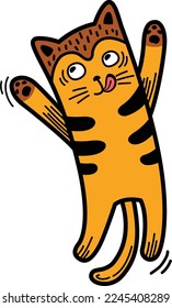 Hand drawn cat character illustration, vector