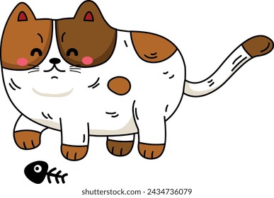 Hand drawn cat character illustration, vector