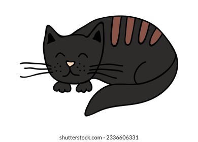 Handgezeichnete Katzenklammer-Kunst. Rutschtier-Doodle 