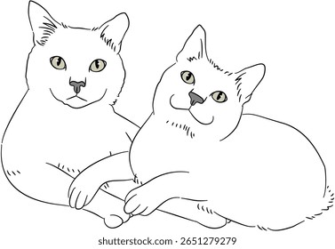 Hand Drawn Cat and Dog Line Art