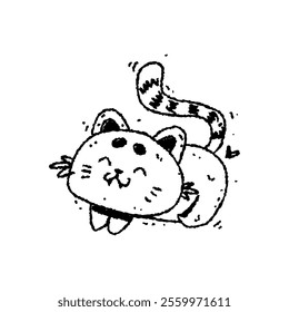 Hand drawn cat in doodle style. Funny sketch cartoon animals and pets. Vector line illustration isolated