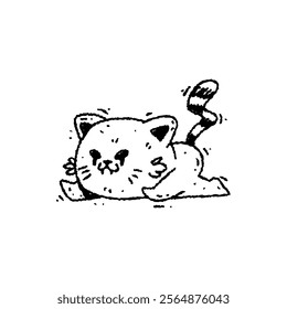 Hand drawn cat in doodle style. Funny sketch cartoon lies animals and pets. Vector line illustration isolated on white background