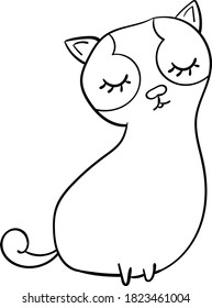 Hand drawn Cat, Dormant animal, Vector doodle Illustration for coloring