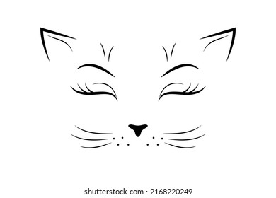 Hand Drawn Cat Face Kitten Mask Stock Vector (royalty Free) 2168220249 