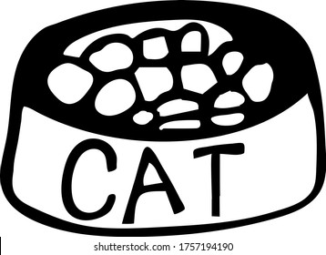 Hand drawn cat food. Pet. Stock vector illustration.