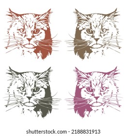 Hand Drawn Cat Head Vector Illustration
