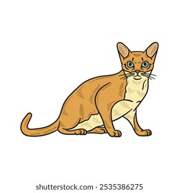 Hand Drawn Cat Illustration Colored - 16