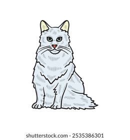 Hand Drawn Cat Illustration Colored - 02