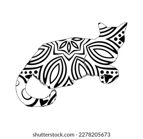 Hand drawn cat mandala Coloring book for adult. editable Vector illustration