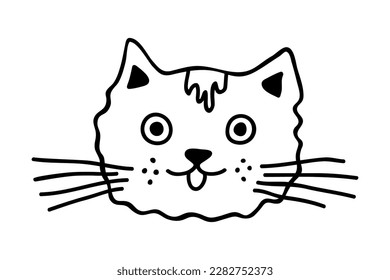 Hand drawn cat muzzle clipart. Cute pet face doodle