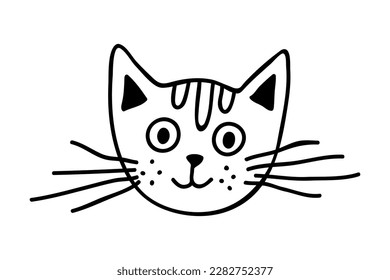 Hand drawn cat muzzle clipart. Cute pet face doodle