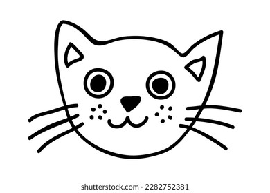 Hand drawn cat muzzle clipart. Cute pet face doodle