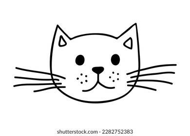 Hand drawn cat muzzle clipart. Cute pet face doodle