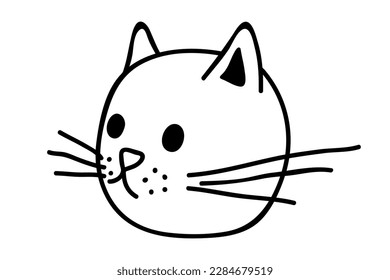 Hand drawn cat muzzle clipart. Cute pet face doodle