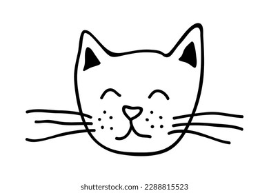 Hand drawn cat muzzle clipart. Cute pet face doodle
