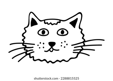 Hand drawn cat muzzle clipart. Cute pet face doodle