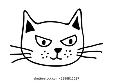 Hand drawn cat muzzle clipart. Cute pet face doodle