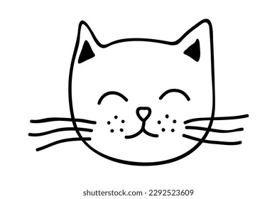 Hand drawn cat muzzle clipart. Cute pet face doodle