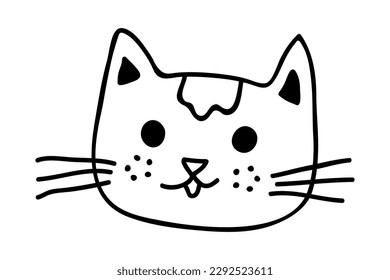 Hand drawn cat muzzle clipart. Cute pet face doodle
