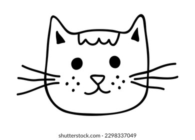 Hand drawn cat muzzle clipart. Cute pet face doodle