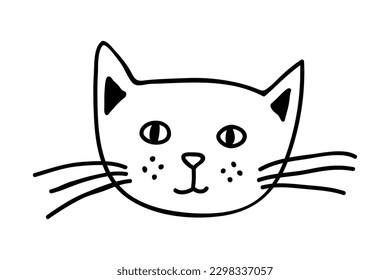 Hand drawn cat muzzle clipart. Cute pet face doodle