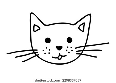 Hand drawn cat muzzle clipart. Cute pet face doodle