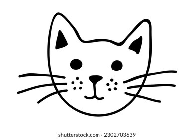 Hand drawn cat muzzle clipart. Cute pet face doodle