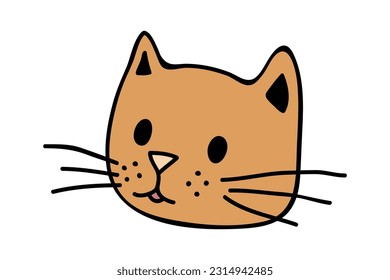 Hand drawn cat muzzle clipart. Cute pet face doodle