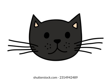 Hand drawn cat muzzle clipart. Cute pet face doodle