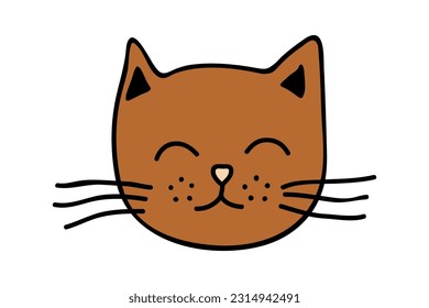 Hand drawn cat muzzle clipart. Cute pet face doodle
