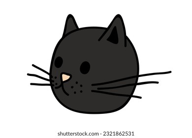 Hand drawn cat muzzle clipart. Cute pet face doodle