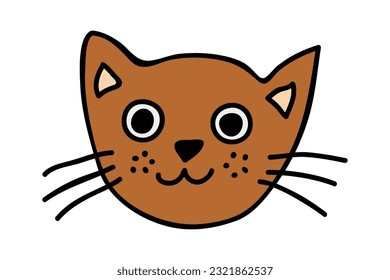 Hand drawn cat muzzle clipart. Cute pet face doodle