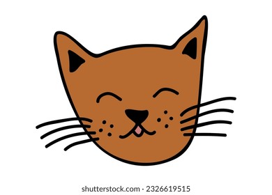 Hand drawn cat muzzle clipart. Cute pet face doodle