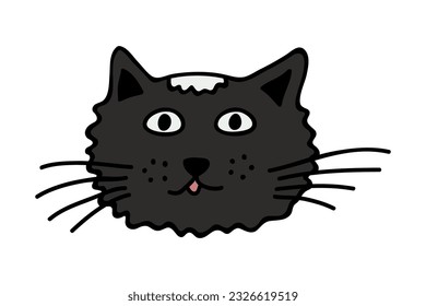 Hand drawn cat muzzle clipart. Cute pet face doodle