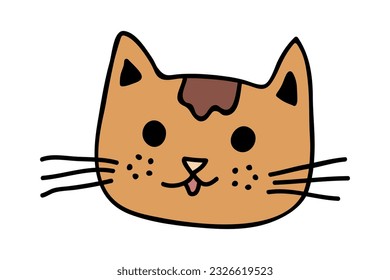 Hand drawn cat muzzle clipart. Cute pet face doodle