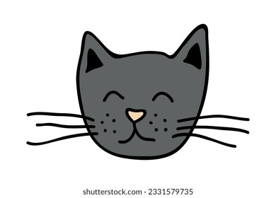 Hand drawn cat muzzle clipart. Cute pet face doodle