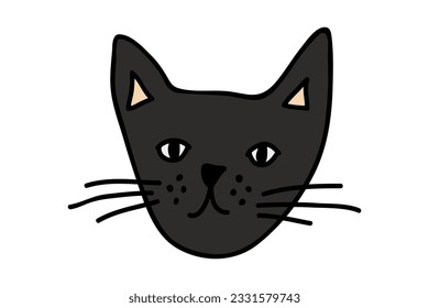 Hand drawn cat muzzle clipart. Cute pet face doodle
