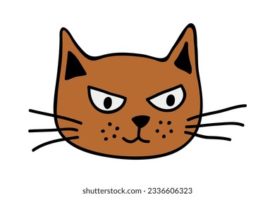 Hand drawn cat muzzle clipart. Cute pet face doodle