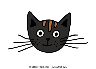 Hand drawn cat muzzle clipart. Cute pet face doodle