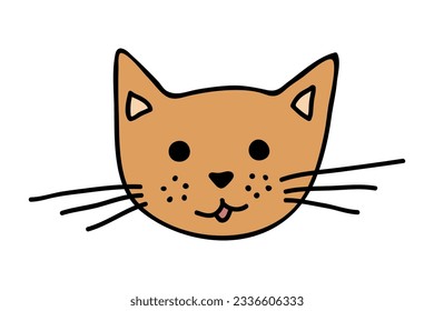 Hand drawn cat muzzle clipart. Cute pet face doodle