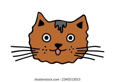 Hand drawn cat muzzle clipart. Cute pet face doodle