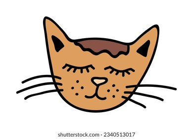 Hand drawn cat muzzle clipart. Cute pet face doodle