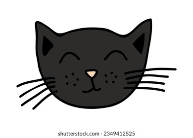 Hand drawn cat muzzle clipart. Cute pet face doodle