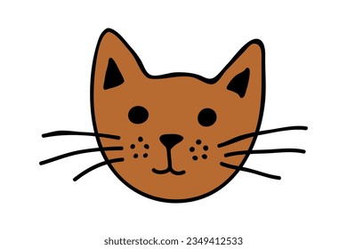 Hand drawn cat muzzle clipart. Cute pet face doodle